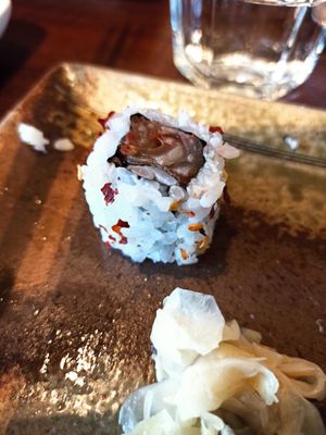 Kimchi sushi was a bit too spicy for my taste at Momo Cafe in South West London