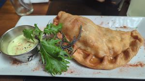 Vegan Empanada Pino al Merquen at Chancho 6 in Santiago