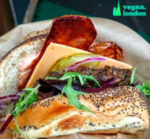 Classic V facon cheeseburger at Big V - Greenwich Market Food Stand in South East London