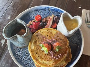 Pumpkin pancakes  at The Cardamom Pod in Broadbeach