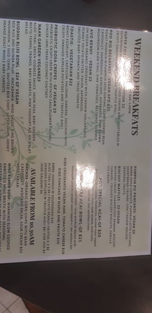 Weekend menu at The Cardamom Pod in Broadbeach