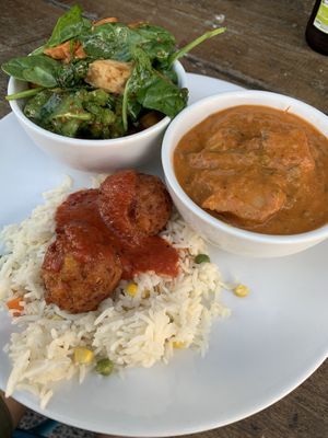 Kofta balls, marinated tofu salad and tikka tofu curry. 👌🏽 at The Cardamom Pod in Broadbeach