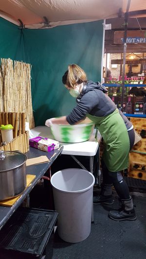 Making the dough at Brazilian Churros - Food Stand in South East London