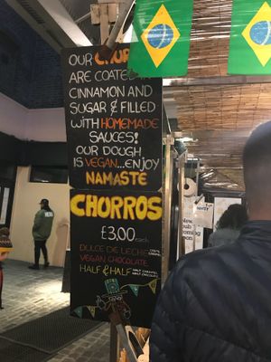 Vegan option clearly marked  at Brazilian Churros - Food Stand in South East London