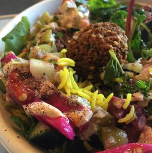 perfect falafels pickled turnips and fresh mint  at Sajj Mediterranean  in Mountain View