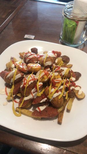 Salchipapa  at Go Green in La Paz