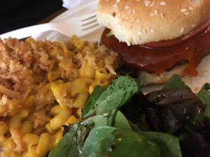 southwest burger with mock n cheeze  at Mana in Binghamton