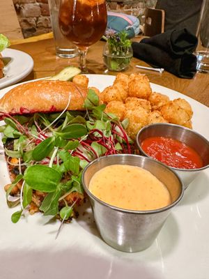 Quinoa Burger and Tater Tots  at The Westside Local in Kansas City