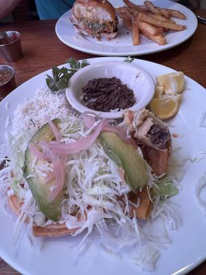 Vegan cauliflower tacos - served with beans and rice  at The Westside Local in Kansas City