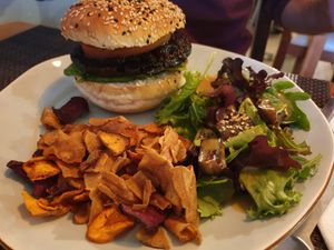 portobello burger at Bruta Flor in Lisbon