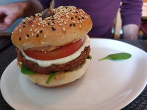 acorn burger at Bruta Flor in Lisbon