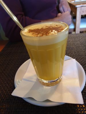golden milk at Bruta Flor in Lisbon