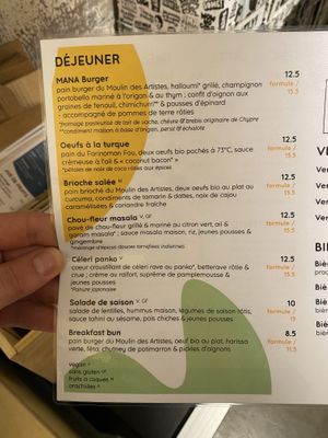Menu  at MANA in Aix-en-provence