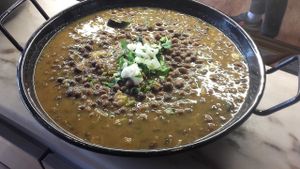 Hygge Food...Varanassi Kala Channa, black chickpea curry, tasty and different. at The Cran in Glasgow