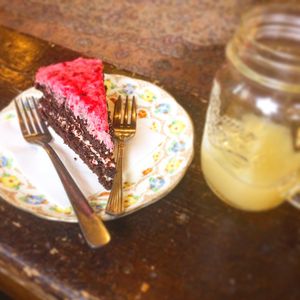 Choc n raspberry cake at The Cran in Glasgow