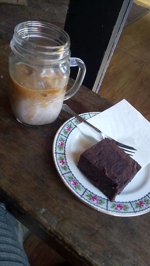 Brownie & Iced Coffee. at The Cran in Glasgow