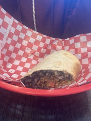 Already through half of the bean burrito  at The Hearty Hooligan in Hamilton