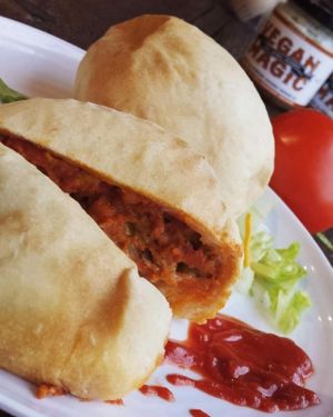 "Cheeseburger" pizza pocket! at The Hearty Hooligan in Hamilton