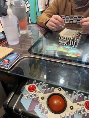 Arcade game table #Veganuary at The Hearty Hooligan in Hamilton