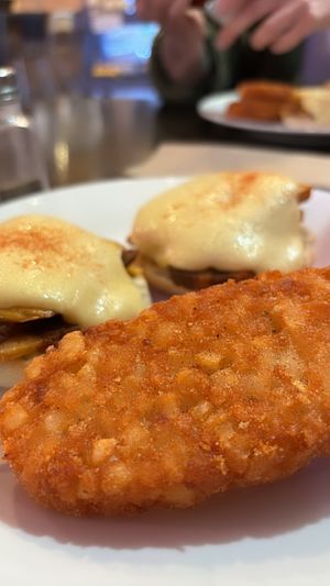 Vegan eggs benny and hash brown   at The Hearty Hooligan in Hamilton
