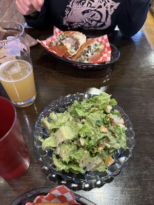 Salad and Philly cheese steak which again was lacking in the cheese department.   at The Hearty Hooligan in Hamilton