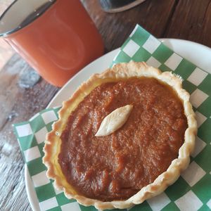 Pumpkin pie and locally roasted coffee at The Hearty Hooligan in Hamilton