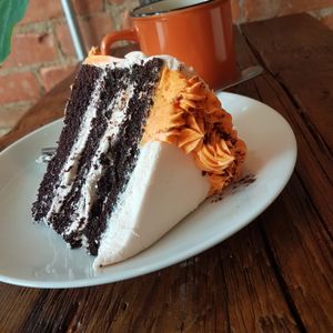 Chocolate orange cake and tea  at The Hearty Hooligan in Hamilton