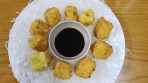Fried tofu at Vo Uu Chay in Hanoi