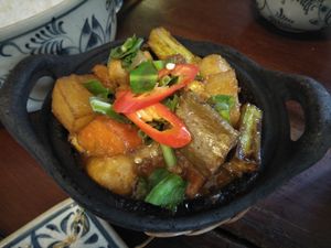 Tofu, mushroom and okra.  at Here & Now - Phu Nhuan in Ho Chi Minh City
