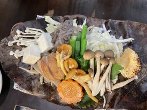 Houba miso and vegetables!  at Suzuya in Takayama