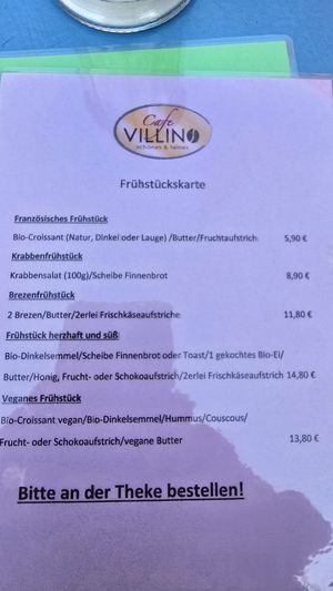 breakfast menu at Cafe Villino  in Prien