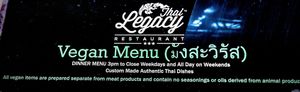 Dedicated Vegan Menu! at Thai Legacy in Brandon