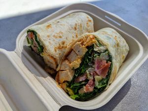 buffalo chick'n wrap at Revolution Vegan Kitchen in Austin