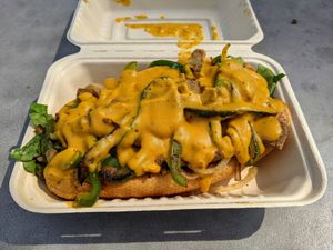 philly cheezesteak at Revolution Vegan Kitchen in Austin