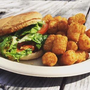 BBQ Chick'n Burger at Revolution Vegan Kitchen in Austin