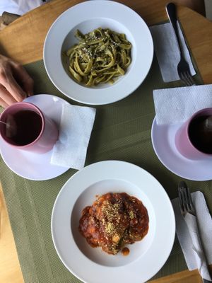 Lasagna and Moringa noodles   at Lun-Haw Vegan Cafe in Cebu