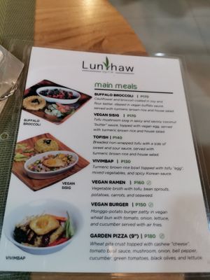 The menu at Lun-Haw Vegan Cafe in Cebu