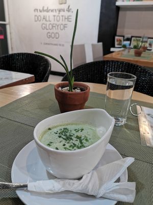The green soup at Lun-Haw Vegan Cafe in Cebu