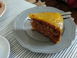 carott cake with orange cover at A Mulata in Aveiro