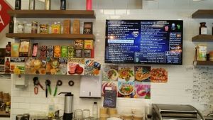 wall menu at Newstead Organics Store & Cafe in Newstead