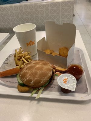 Vegan chicken burger with nuggets  at MAX in Copenhagen