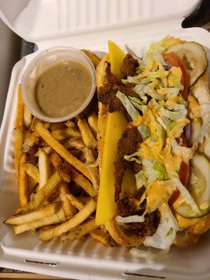Oyster mushroom po'boy at Hearts Choices - NorthEast in Calgary