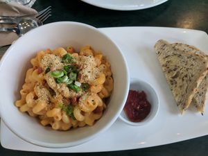 Mac and Cheeze with jam and toast at Hearts Choices - NorthEast in Calgary