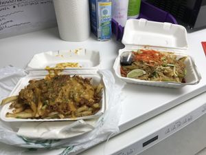 Jackfruit poutine and the vegan “beef” pad Thai  at Hearts Choices - NorthEast in Calgary