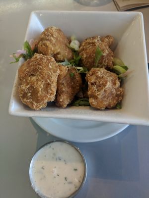 Salt and Pepper Cauliflower wings with blue cheeze sauce at Hearts Choices - NorthEast in Calgary