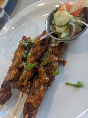 Satay chick'n skewers (3 pc) at Hearts Choices - NorthEast in Calgary
