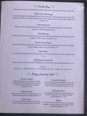 Menu at Heber City Cafe in Heber City