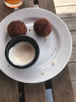 Falafel appetizer minus a few at Heber City Cafe in Heber City