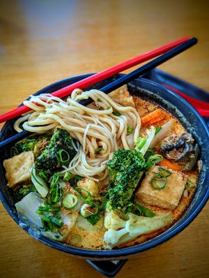 Vegan Laksa (with no bean sprouts or fried garlic) at CHOW in Darwin