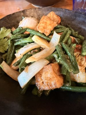 Vegan style stir-fried snake beanss  at CHOW in Darwin